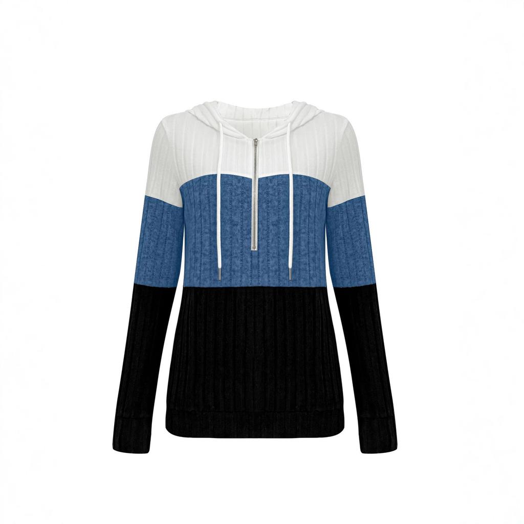 TUME European and American autumn and winter color matching hooded sweater two-piece fashion casual top trousers set