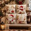 4Pcs Plush Decorative Pillowcase 45*45cm Christmas Pillow Cover  Festive Home Decor