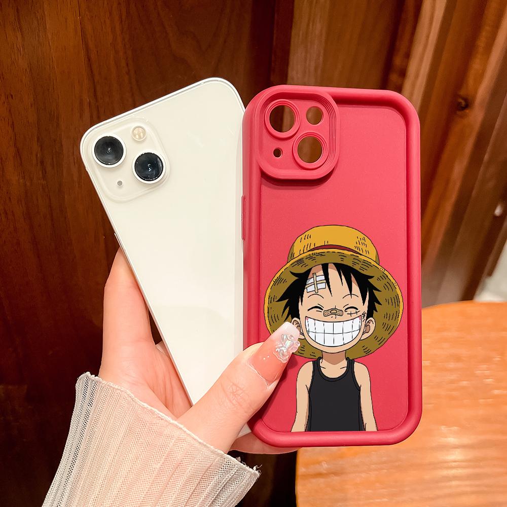 Для iPhone 16 15 14 13 12 11 Pro Max XS Max XR X SE 8 7 Мягкий силиконовый чехол для полной защиты камеры с рисунком Луффи