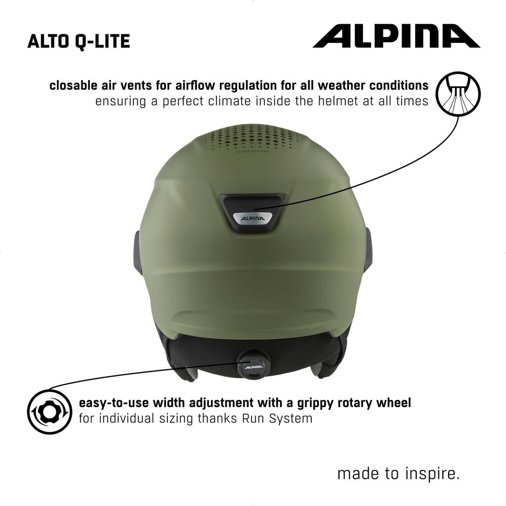 ALPINA ALTO Шлем-визор для лыж и сноуборда с зеркальным стеклом, регулируемый размер, визор Q-LITE, совместимый, (59-63 см)