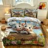 3pcs Cartoon Cute Highland Cow Print Coreless Duvet Cover Set Multiple Sizes Comfortable Bedding Decoration Machine Washable
