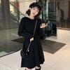 Autumn and Winter Women's Knitted Dress Waisted New Year's War Dress Round Neck Bottoming Twist Sweater Skirt