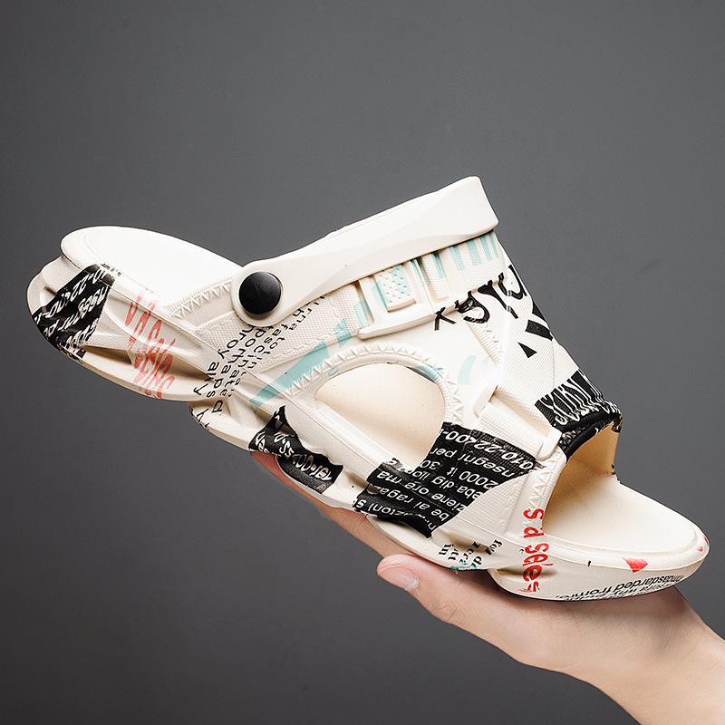 Сандалии мужские два в одном верхняя одежда нескользящие тапочки подростковые уличные студенческие двойного назначения пляжные крутые тапочки сандалии