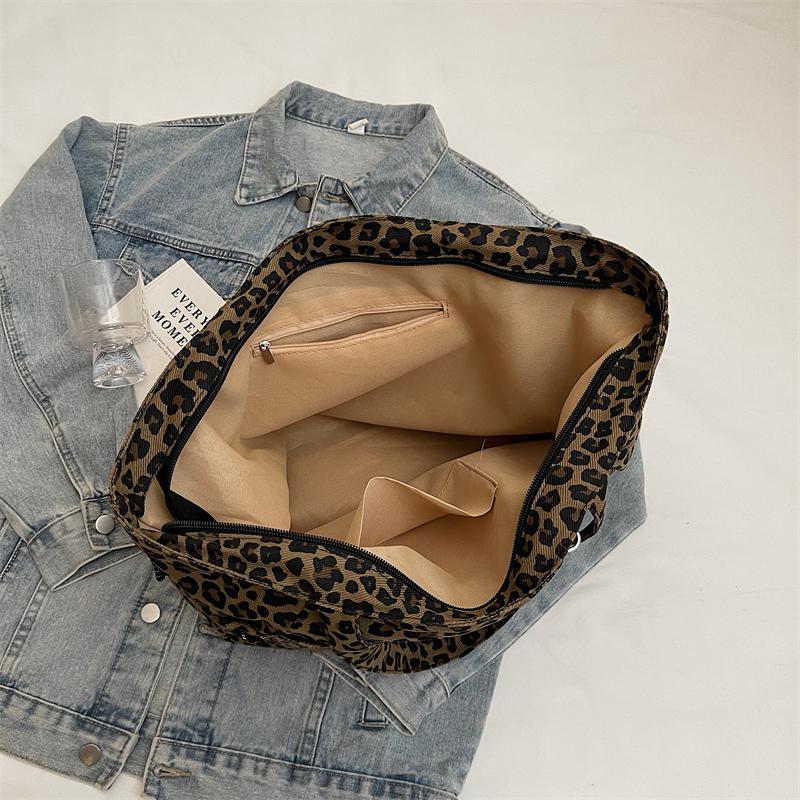 Холщовая сумка с леопардовым принтом, женская сумка-тоут большой вместимости, сумка через плечо