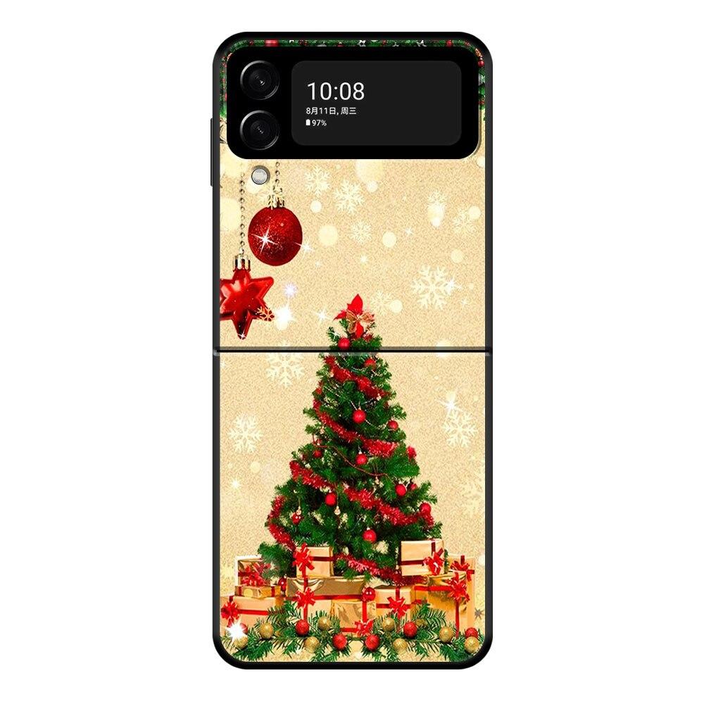 Веселый рождественский Санта-елка милый чехол для телефона Samsung Galaxy Z Flip Z Flip3 5G Z Flip4 жесткий матовый чехол из ПК