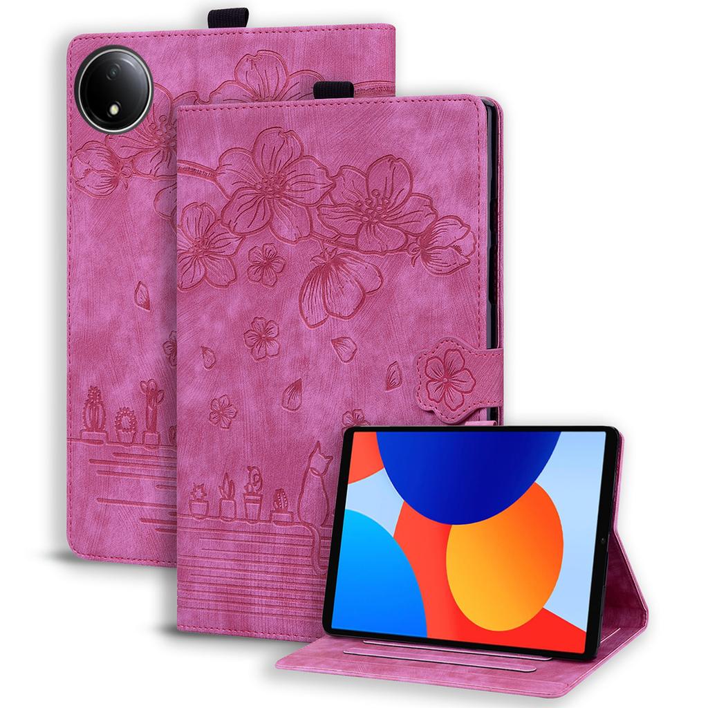 Чехол для Xiaomi Redmi Pad SE 4G 8,7 дюйма, слоты для карт, кожаная подставка-планшет, обложка-книжка, Цветок Кошка