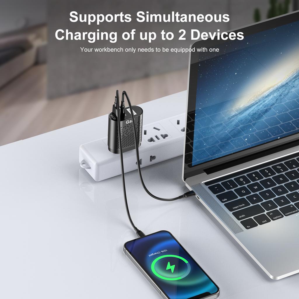 AU EU US UK Plug 65W GaN Charger Tablet Laptop Fast Charger USB Type C Quick Charger Mobile Phone Charger For iPhone POCO