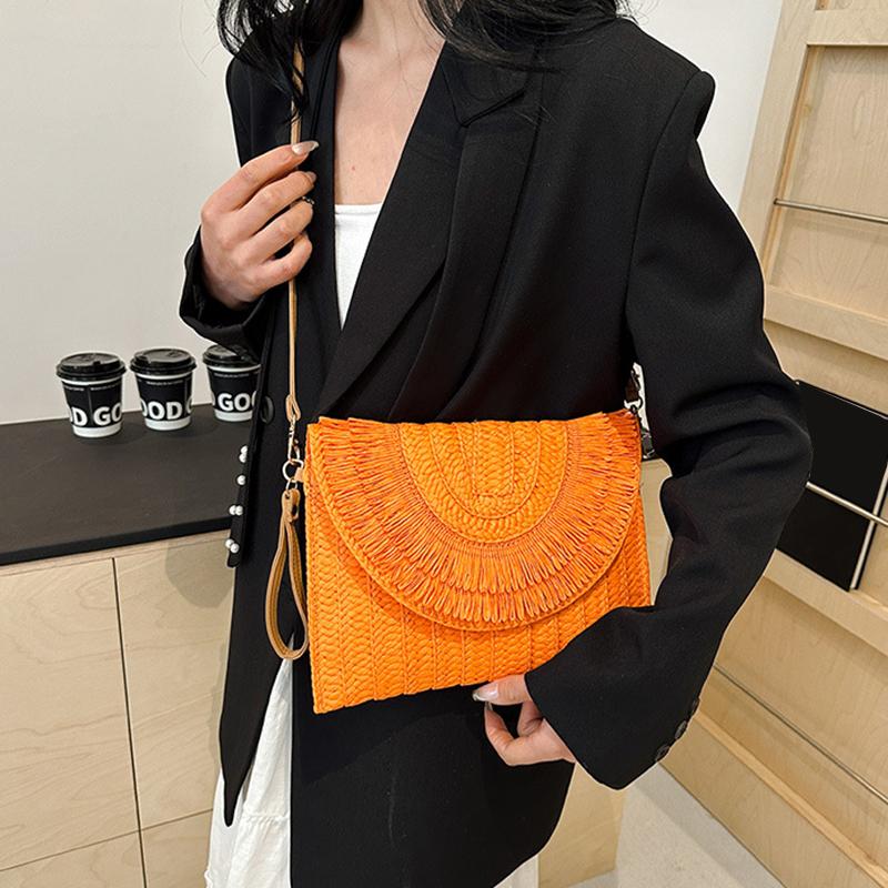 Клатч из рафии, женская модная соломенная сумка для ужина с кисточками, женская летняя повседневная сумка для отдыха, женская большая сумка через плечо