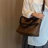 Сумки сумки осень и зима новая коричневая мягкая кожаная большая вместительная сумка женская дорожная простая большая сумка сумка через плечо
