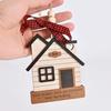 Рождественский кулон в форме деревянного дома, клетчатый декор с бантом, подвесной орнамент, 2-слойный деревянный кулон из материала с ремешком, украшение для дома