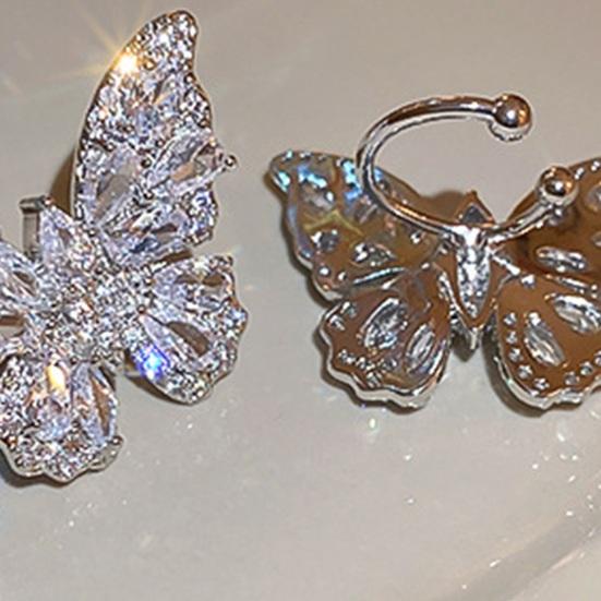 1 шт. Женская бабочка-кафф со стразами, бабочка-клипса, без пирсинга, ювелирное украшение в подарок на день рождения, вечеринку, свадьбу