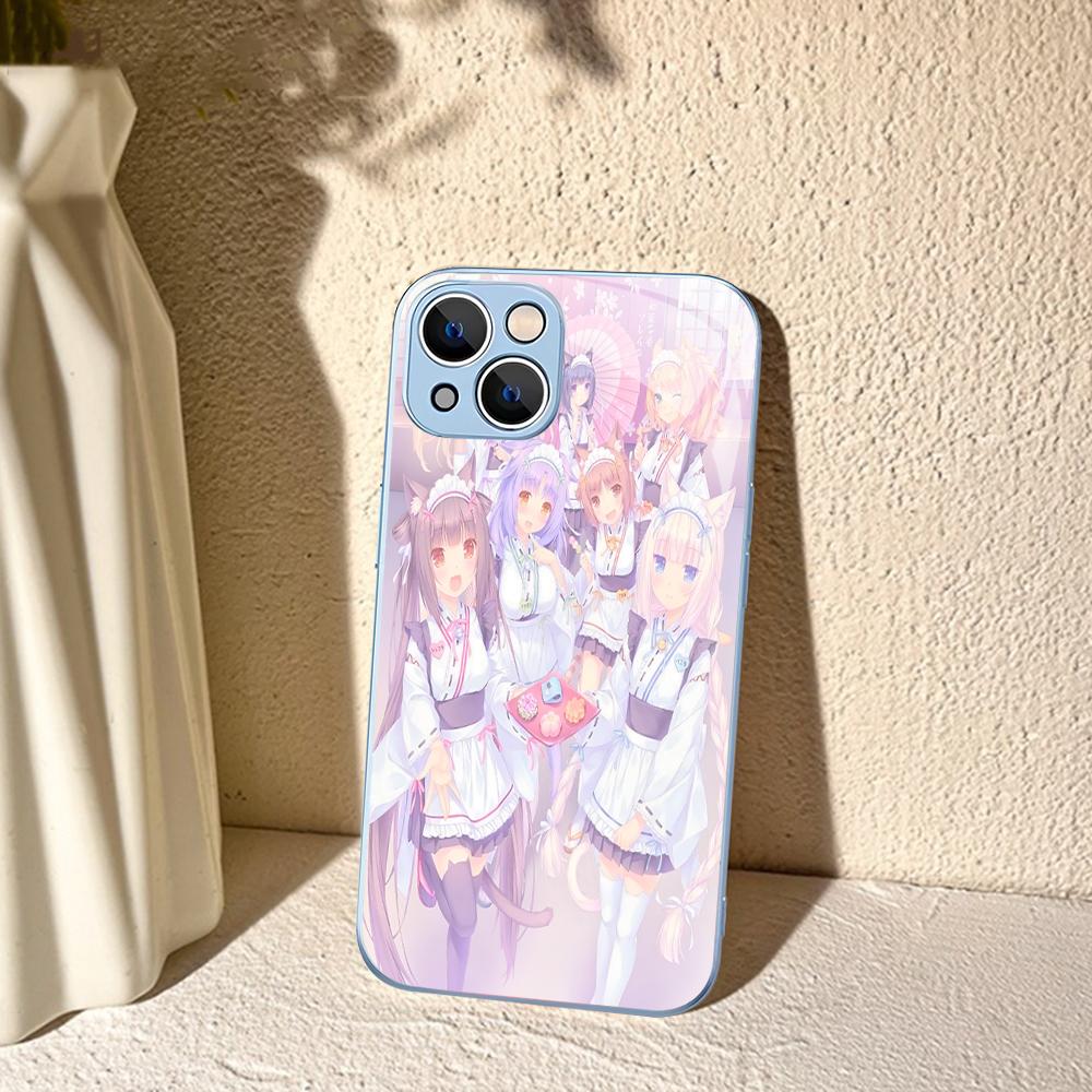 Чехол для телефона Nekopara Chocola Vanilla для iPhone 14 13 12 Mini 11 Pro XS Max X XR 14 Plus Закаленное стекло