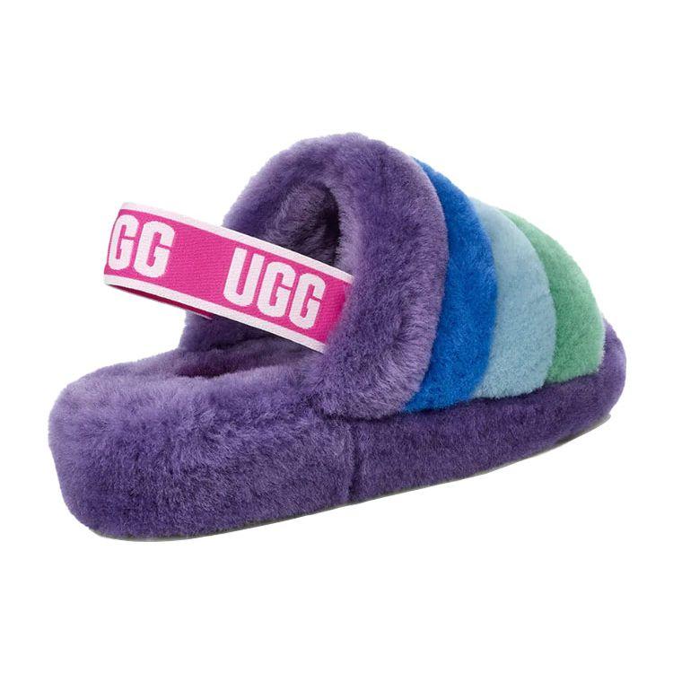 UGG Fluff Yeah Шлепанцы из овчины Модные сандалии Радужные женские сандалии 1097169-PRPR
