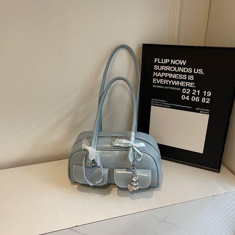 2025 Spring Star-Style High-Value Women's Large Bow Ribbon Shoulder Bowling Bag