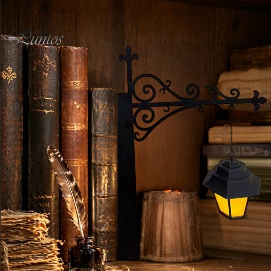 Книжный фонарь в винтажном стиле / Фонарь для книжной полки-призрака, Металлическая настольная лампа с теплым освещением, Ретро-светильник для чтения для влюбленных и Акцент для кабинета/библиотеки