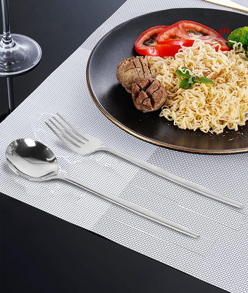 Набор столовых приборов QuiExact из 30 предметов Нож Ложка Вилка Из нержавеющей стали Посуда Набор для ужина для кухни Дома Свадьбы (Серебряный)