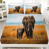 African Savannah Wildlife Style Fitted Sheet Set Soft Breathable Bedding Set Elephant Lion Leopard Printed Mattress Covers