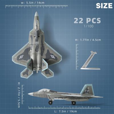 Истребитель F-22 1:Собранная модель самолета из АБС-пластика масштаба 100 с подставкой, коллекция для домашней экспозиции, креативные подарки, игрушка