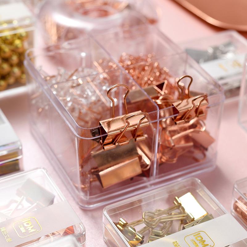 Набор из розово-золотых кнопок и скрепок с длинным хвостом — креативный офисный комплект