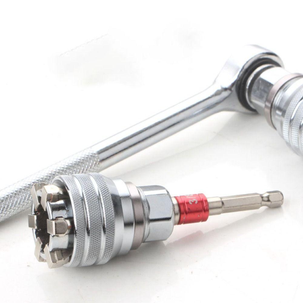 Adjustable Hex Screwdriver Universal Sleeve Torque Ratchet Adapter Head Spanner Socket Wrench