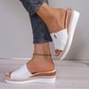 2024 New High Quality Women's Shoes Summer Open Toe Solid Color Wedge Women's Slippers Large Size Casual Women's Beach Shoes