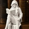 Elegant Library Decor Pieces 3D Printed Ghost Girl Reading Statue, Faceless Figurine, Minimalist White Desk Decorative Figurines for Shelves