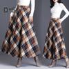 Женская шерстяная юбка с высокой талией и клетчатым принтом, юбка-трапеция, осень-зима, утолщенная юбка с большим подолом, повседневная одежда