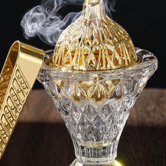 Арабская курильница для благовоний Стеклянный настольный держатель для благовоний с крышкой Полый конус для благовоний