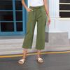 Women's Cropped Pants Stralght Pants With Pockets Lightweight Caual Loose Trousers