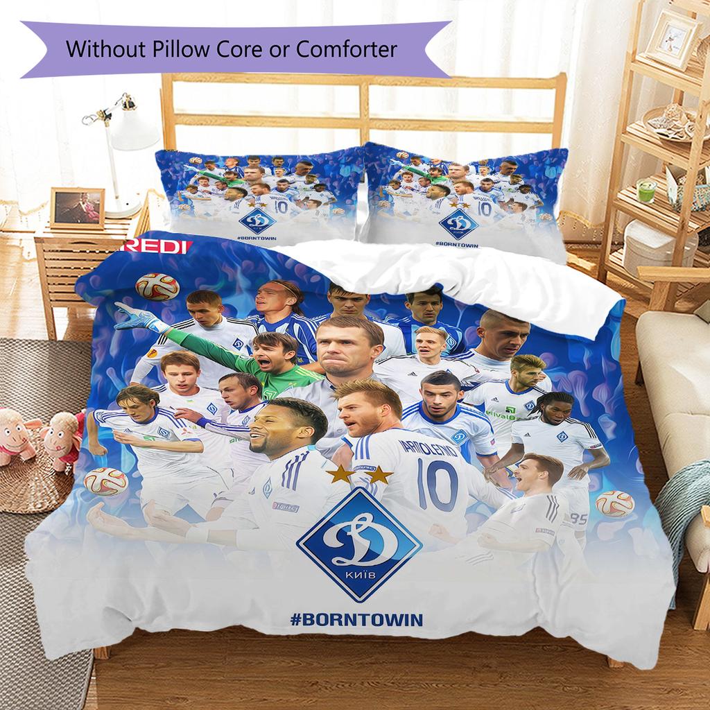 FC Dynamo Kyiv Pattern Bedding Quilt Set Quilt Cover Pillowcase Home Decoration Birthday Gift (1 * duvet cover + 2 * pillowcase, without core)