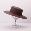 Spring and summer new flat top brown raffia big eave hat women's sunshade rough edge beach straw hat