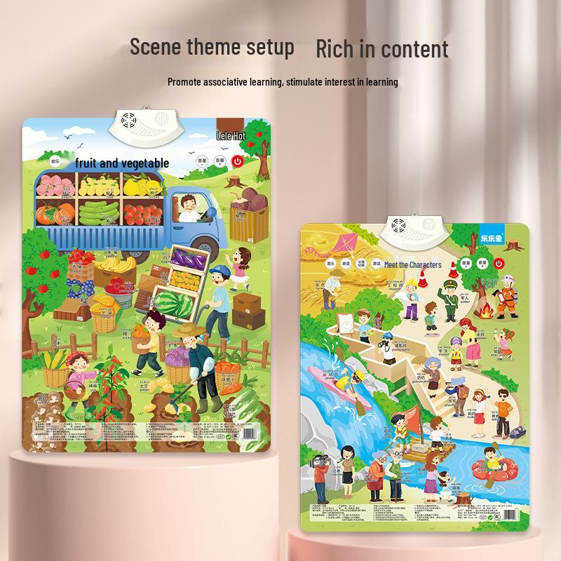 Lelefish Развивающая говорящая и читающая игрушка для малышей: Диаграмма звуков сцены, Пиньинь, Числовая головоломка