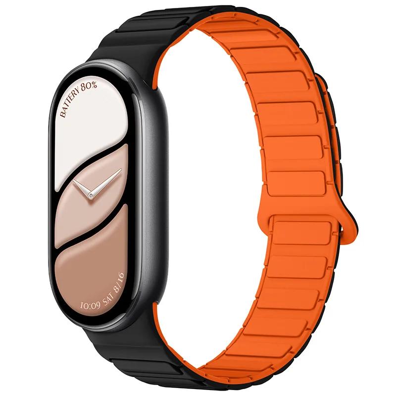 НОВЫЙ Магнитный спортивный ремешок для Xiaomi Watch 10/9/8 Двухцветный силиконовый ремешок для Miband 10 NFC Сменный браслет для смарт-часов