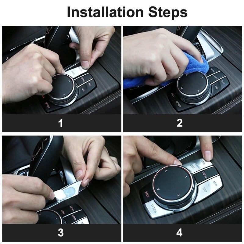 5PCS ABS Car Interior Multimedia Button Cover Trim For BMW G30 G38 5 Series 2017- Auto Interior Accessories