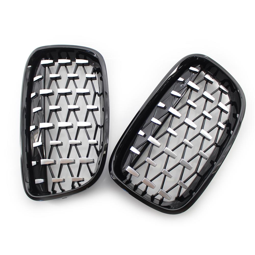 Chrome Black Diamond Kidney Grille Grill 1 Pair Outdoor Anti-resistance Repairing Parts for BMW 1 Series F20 F21 2011-2014