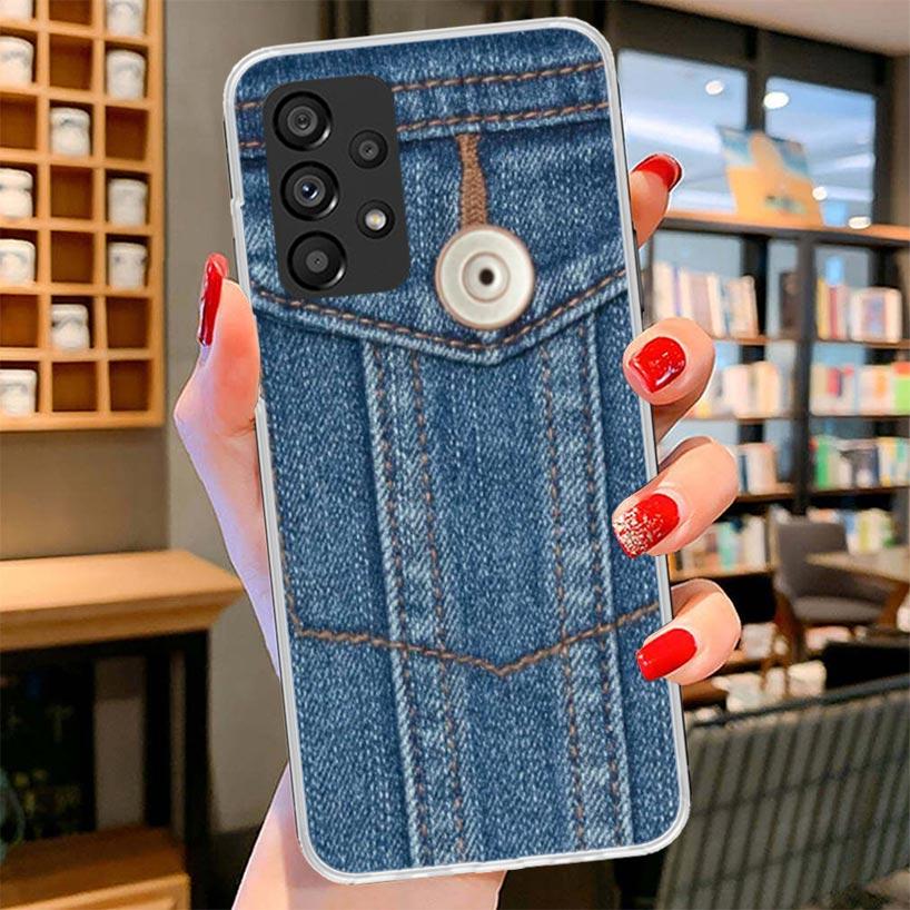 Джинсовый Ковбойский Деним Печатный Чехол Для Телефона Для Samsung Galaxy A17 A37 A57 A16 A26 A36 A56 A15 A25 A35 A55 A14 A24 A34 A54 A13 A23 A33