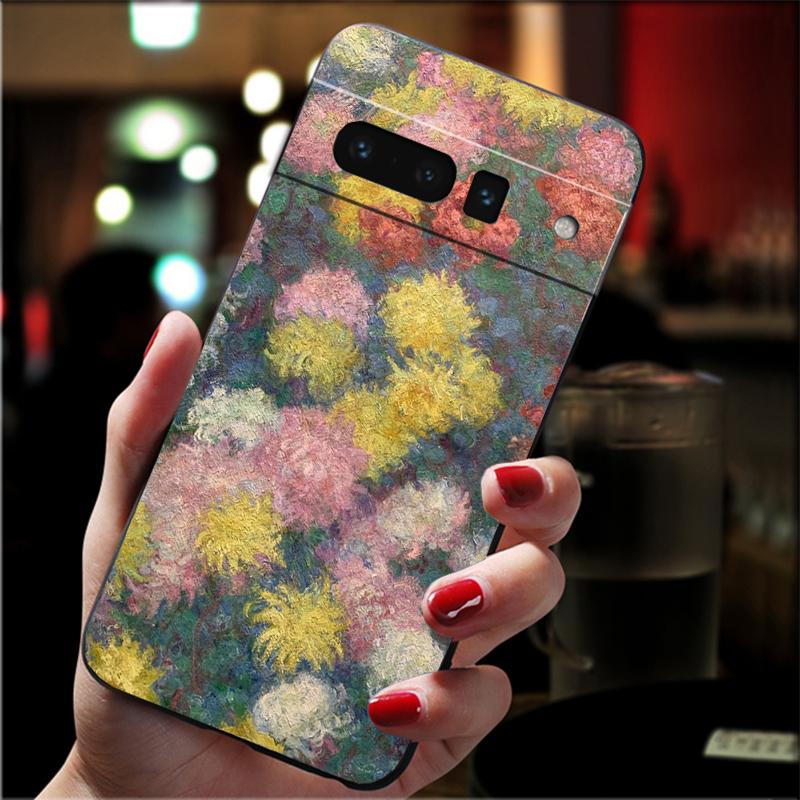 For Google Pixel 10 9 Pro XL Silicone Phone Soft Case For Google Pixel 9A 8A 7A 6A 5 Cover Shell chrysanthemum