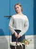 Женская футболка в полоску Lenina Melia Crop_Синяя