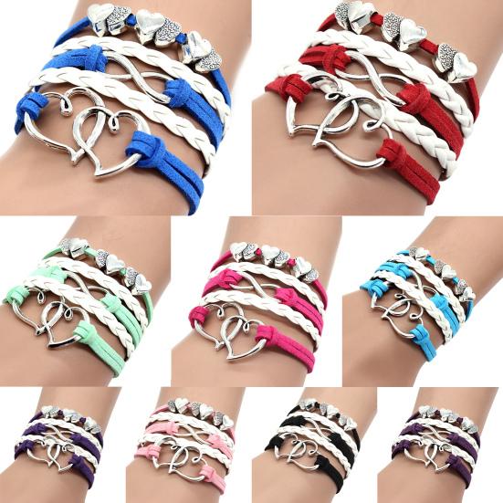 Браслет Многослойные антиаллергенные аксессуары Ручная работа Большой кулон в форме сердца любви Плетеный браслет