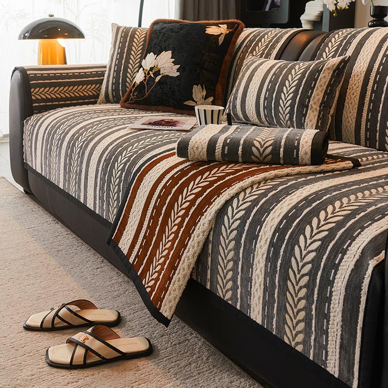 Sofa Cushion Non-Slip Retro Four-Season Universal Medium And Ancient Style Straight Row Sofa Seat Cushion Cover Cloth High-End Sofa Cover Towel