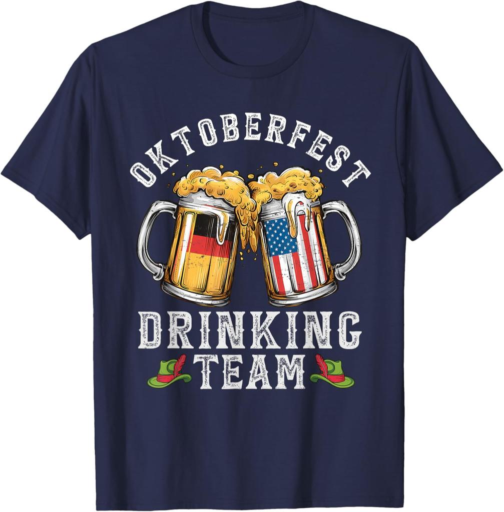 Oktoberfest Squad Drinking Team Beer German American Flag TShirt Woman Man Casual Cotton Graphic T Shirts Streetwear Tops Tee