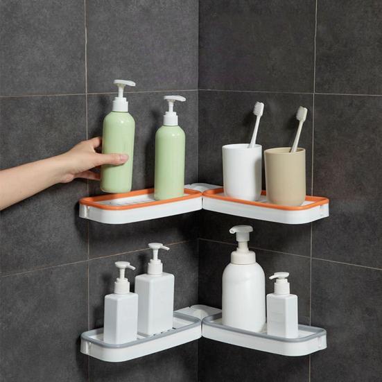 Настенная угловая полка без сверления, вращающаяся на 180 градусов, полая, с дренажем, для хранения шампуней в ванной/душевой кабине, стойка-держатель, органайзер, принадлежности для ванной комнаты KTY