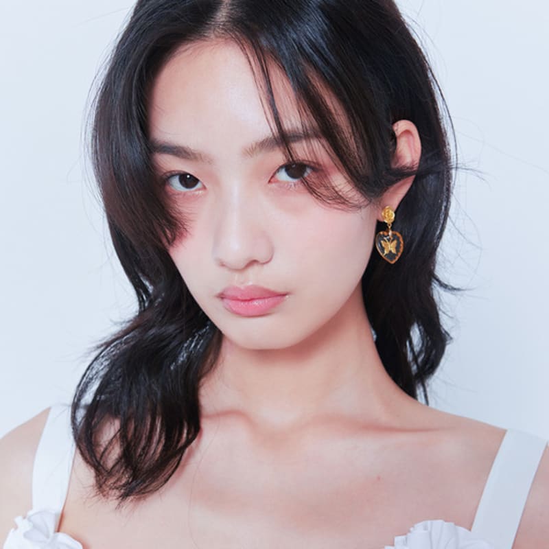 LOVUEE Golden Rose Butterfly Crystal Earrings