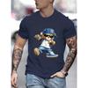 Мужская летняя модная повседневная спортивная футболка свободного кроя из 100 хлопка с принтом в виде мультяшного крутого медведя и круглым вырезом с коротким рукавом