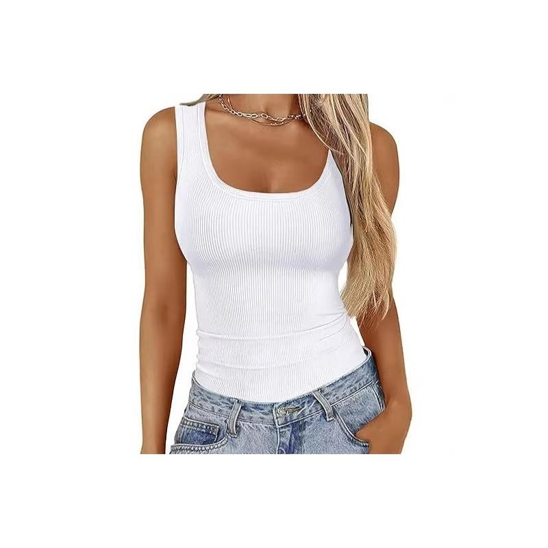 Streetwear Sleeveless Bodycon Tank Top With Square Neck For Casual And Fitness Use