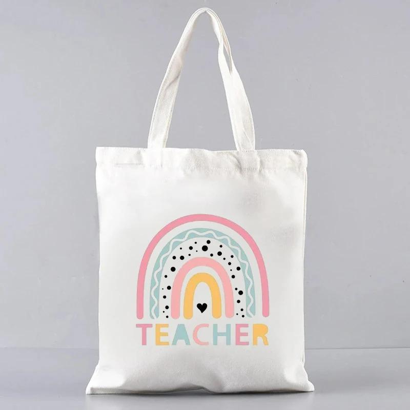 Cute Women Canvas Tote Bag Reusable Commuting Bags Gift for Teacher Trendy Ladies Shoulder Handbag Shopping Bag