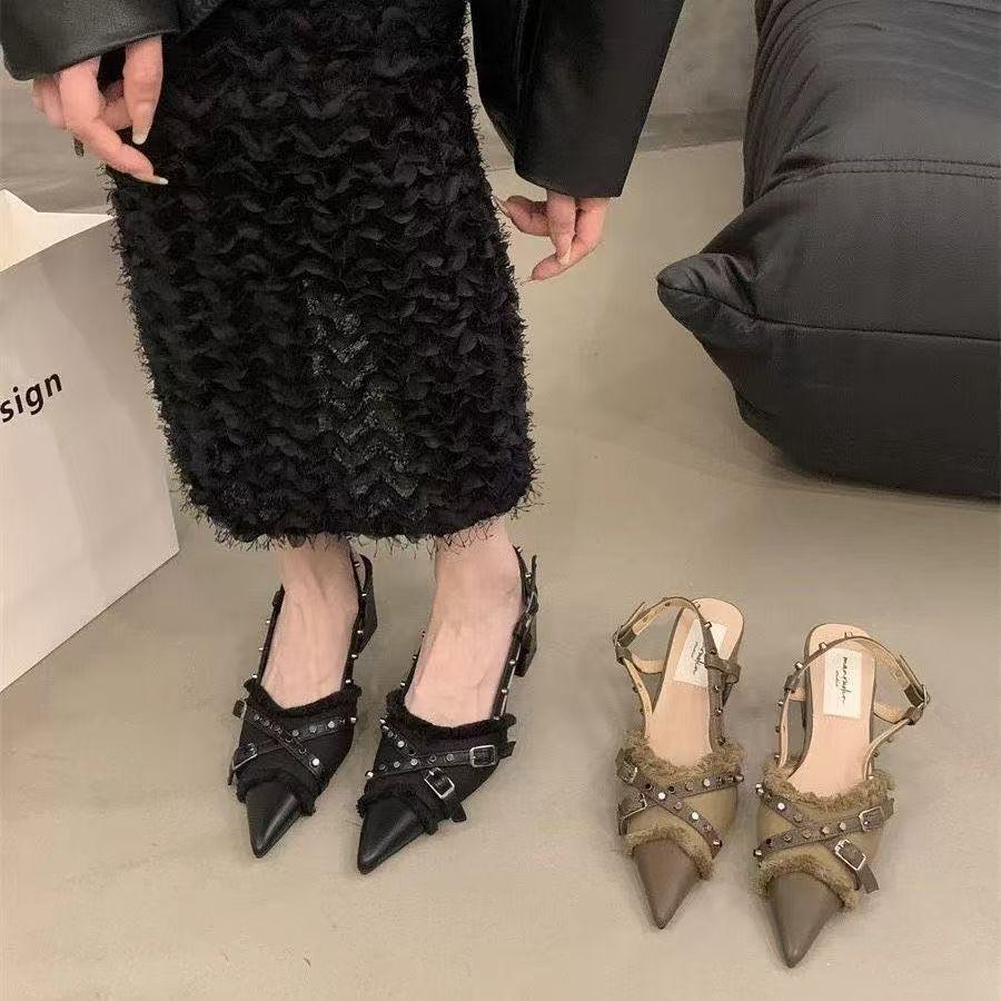 Французские черные туфли-лодочки с темпераментом женские туфли на высоком каблуке весенне-летние новые туфли на толстом каблуке женские сандалии с закрытым носком