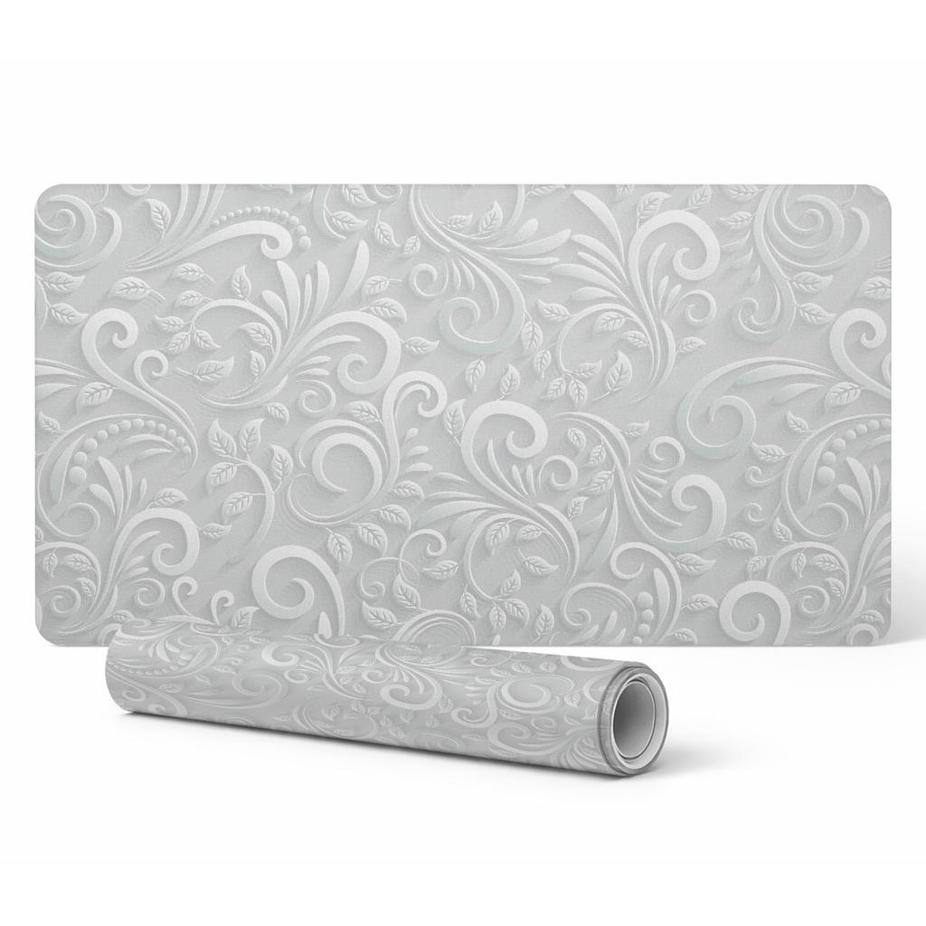 Modern Vinyl Desk Mat Elegant Leaf Ornament 100x50 cm