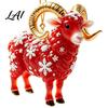 Christmas Tree Ornaments Goat Car Hanging Ornament 2D Acrylic Pendant with String Cute Animal Decor for Rearview Mirror Holiday Party Gift Friends