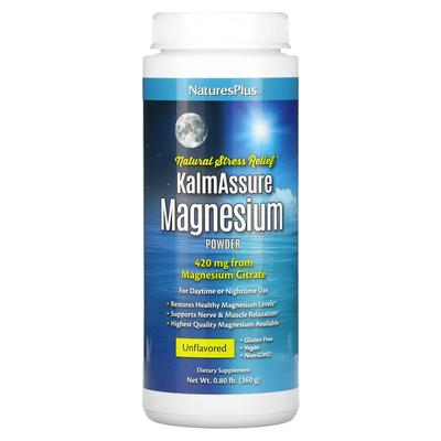Порошок магния Kalmassure, без вкуса, 400 мг, 360 г(0,80 фунта)